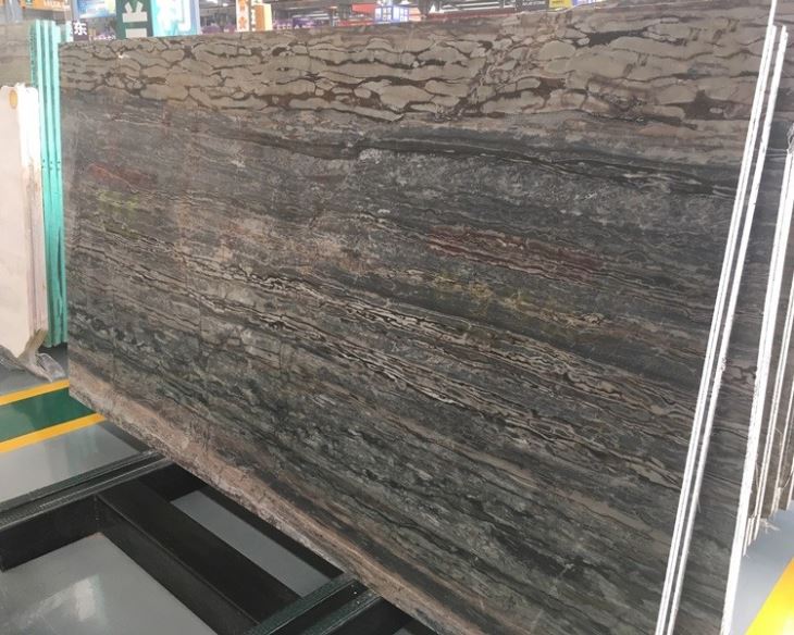 China Da Vinci Brown Wooden Marble Slabs